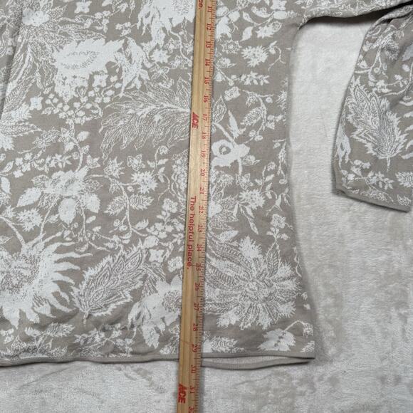 Peruvian Connection Floral Pima Cotton Mock Neck Sweater Women’s Size XL Beige - Picture 6 of 7